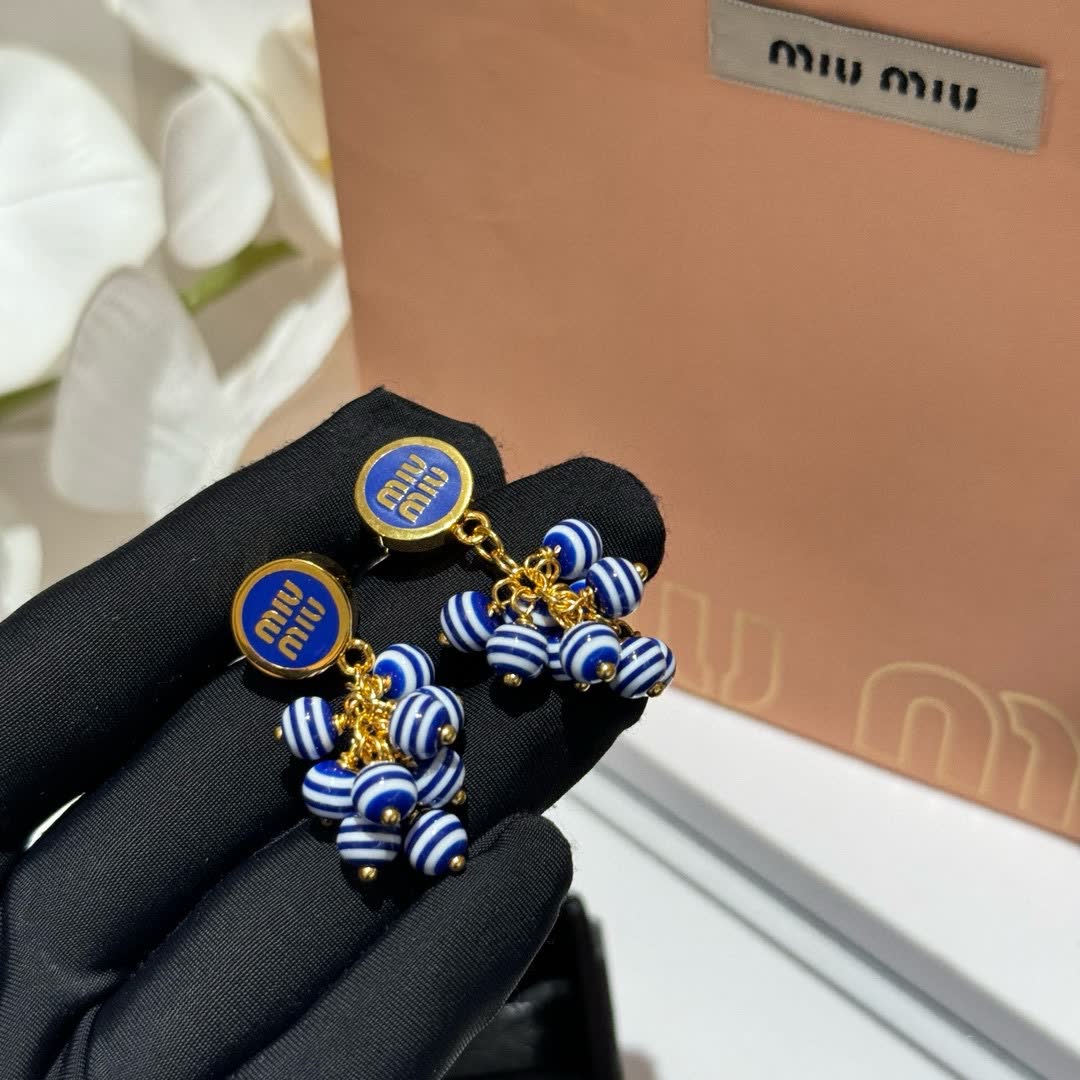 Miu Miu Blue and Gold Earrings